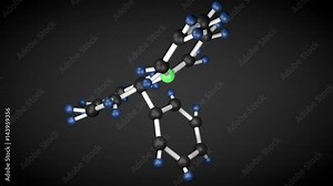 Phencyclidine drug molecule structure. Molecular structure of PCP as know as K2, angel dust and synthetic marijuana, 3D animation.