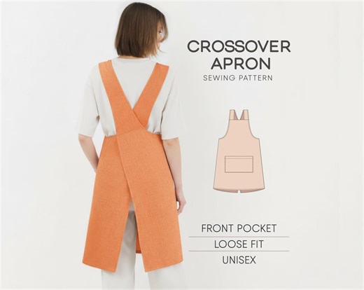 Japanese Apron Sewing Pattern, Crossover Apron Pattern for Women, Cotton Apron Sewing Pattern, Kitchen Apron Pattern - Etsy Canada