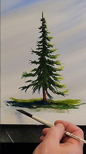 How to paint an evergreen tree, quick and easy with a dagger brush #shorts #howto #paint
