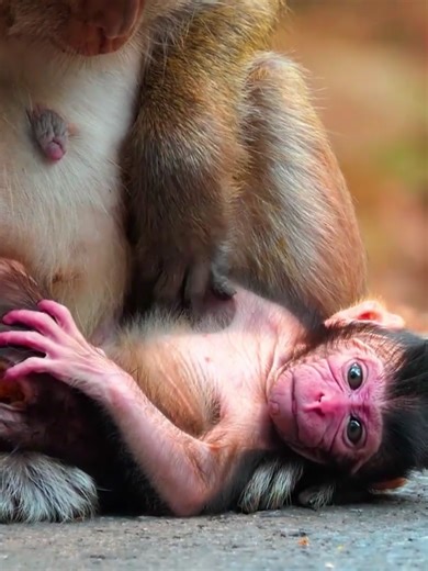 Active Newborn Baby Monkey in Wildlife