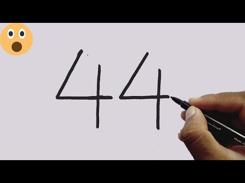 How To Draw Adorable Elephant From Number 44 In Just 10 Minutes | Easy Step By Step