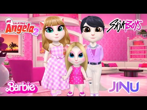 My Talking Angela'm 2 😻 || Barbie with Jinu and his daughter | New Update || Cosplay 😘💋