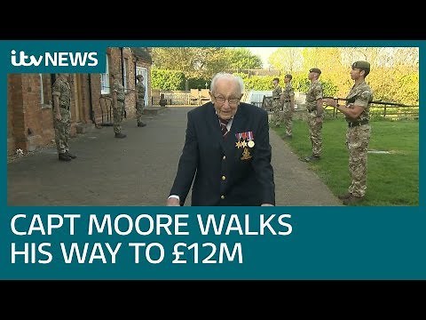 The moment Captain Tom Moore completes 100th lap as NHS fundraiser passes £12m | ITV News