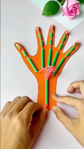 DIY Moving and Robotic Hand Craft ✋ | Easy School Project with Paper, Straw & Thread
