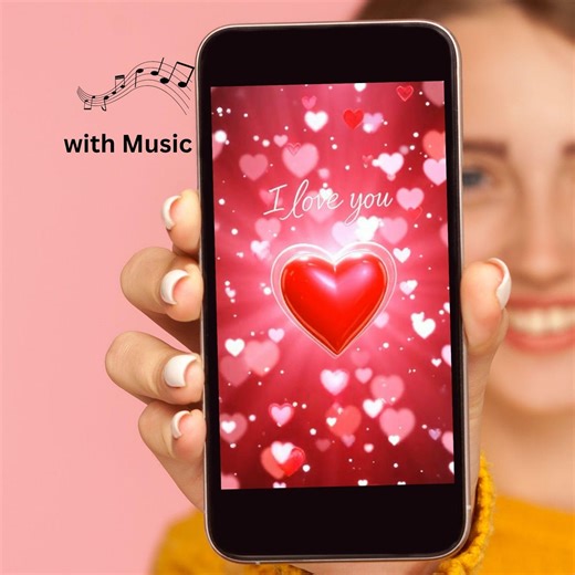 Romantic Heart Ecard Video – I Love You Love Message Animation with Hearts – Greeting Card for Phone – Digital Download MP4 love-8