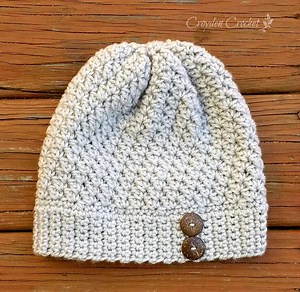 Alabaster Slouch Beanie - A free beginner pattern by Croyden Crochet
