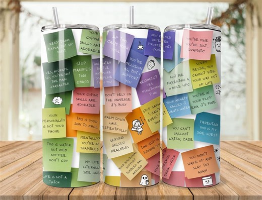 Gen Z Sarcastic Sticky Note Tumbler Wrap | Funny Post-it Note 20oz Skinny PNG | Parent to Gen Z Humor | Sublimation Design - Etsy