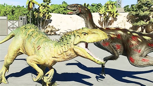 霸王龙（REXY）、龟形镰刀龙、狂暴龙、赖氏包头龙—游戏：侏罗纪世界进化