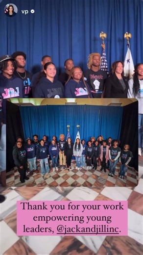 51 reactions | Vice President Kamala Harris met with our JJ Columbia (SC) Chapter future leaders! VP Harris, thank you for showing us that we can reach the highest levels of leadership in our country. #mlkday2024 #jackandjillinc (*please excuse the video glitches)  @VP on Instagram Story | Jack and Jill of America, Incorporated | Facebook