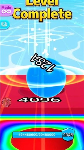 128A Blue Ball: Red Tile ➜ Rainbow Tile! 🤯🌈 Ball Run 2048 #ballgameshub #shorts