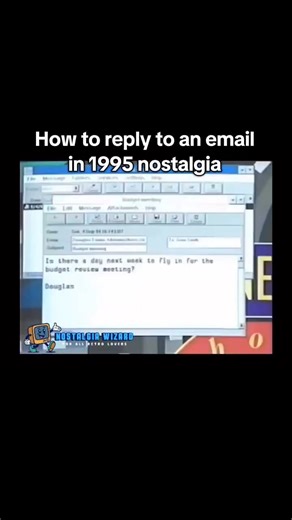 How to reply to an email in 1995 nostalgia #nostalgia #retro #technology #retrotechnology #genx #email #computer #internet #90snostalgia #90sthrowback #vintage #tv #learning #cpu #gpu #pc #laptop #windows95 #dialupinternet #56k #modem #childhoodmemories #childhood #retrotech #retrotechnology | Nostalgia Wizard