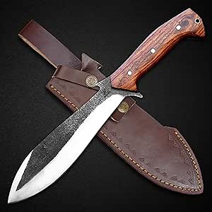 14 inches Nessmuk Fixed Blade Hunting Knife - Handmade Bushcraft knife - high Carbon Steel Full Tang Knife, Survival Camp Knife, EDC Hunting Gear (Rosewood)