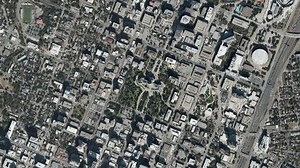 Earth zoom in from space to Austin, Texas, USA in Texas Capitol. Followed by zoom out through clouds and atmosphere into space. Satellite view. Travel intro