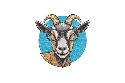 Funny Goat Machine Embroidery Design, Smart Goat With Eyeglasses Digital Pattern, Instant Download - Etsy