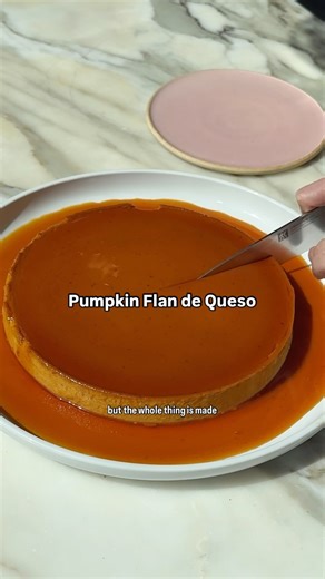 “Classic flan de queso is a thing of beauty,” says @jesseszewczyk. “The shiny, glistening top is like a golden mirror—a true stunner of a dessert.” Here he pays homage to the original—beloved in Puerto Rico and beyond—pairing the cream cheese-infused flan with pumpkin and fall spices, perfectly capturing the season. Find the recipe at the link in bio. 🎥 Video: @daphneyyy_ 📝 Video Editing: @jeremykohm | Bon Appétit Magazine