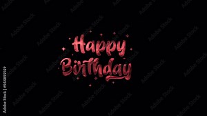 Happy birthday animated text in red color. Great for giving birthday greetings. Easy to use in any video. Alpha Channel