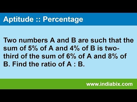 Find the ratio of A : B | Percentage | Aptitude | IndiaBIX
