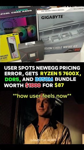 User gets $1000 PC Parts for $87!