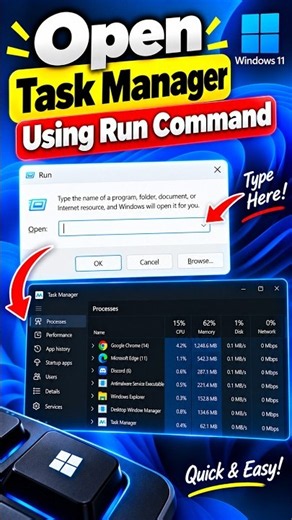 How To Open Task Manager in Windows 11 Using Run Command ( 2026 )