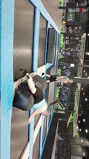 Woman enjoying her time in a trampoline park fails hard *Hilarious fail* || WooGlobe