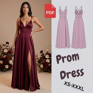 Prom Dress Sewing Pattern Pdf | Elegant Party Evening Gown | Valentine DIY Dress XS–XXXL - Etsy