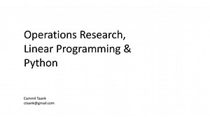 Operations Research, Linear Programming & Python