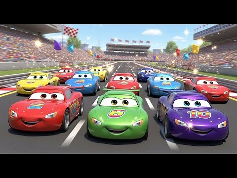 Counting Cars Racing on the Track 🚗🏁 | Learn Numbers 1–10 | Preschool Counting Video