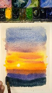 Ever struggle to keep your sun perfectly bright while painting a vibrant sky? Here is a simple "magic" trick: I used a white crayon to mask the sun first! By "locking in" that white paper with wax, I could wet the entire page and dive into those bold, wet-on-wet sunset colors without any fear of bleeding. Finishing it off with some deep, moody mountain ranges for that perfect silhouette! On a scale of 1–10, how much do you struggle with keeping your highlights clean in watercolor? Let me know be