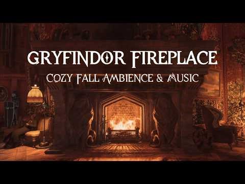 Gryffindor Fireplace in Autumn 🍂🔥 | Cozy Fall Ambience | Fall Study & Sleep ASMR