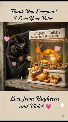 My cat Bagheera Garfield fish tank!🐠😺