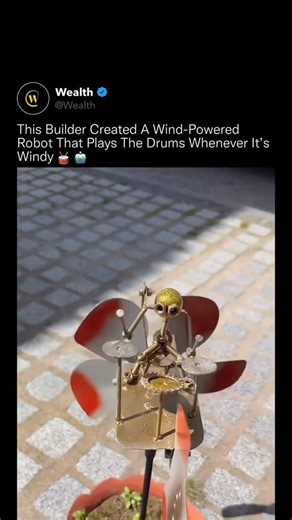 Wealth | Every time the wind picks up, this robot comes alive and starts drumming on its own. ⚙️🌬️ Powered entirely by wind, this mechanical... | Instagram
