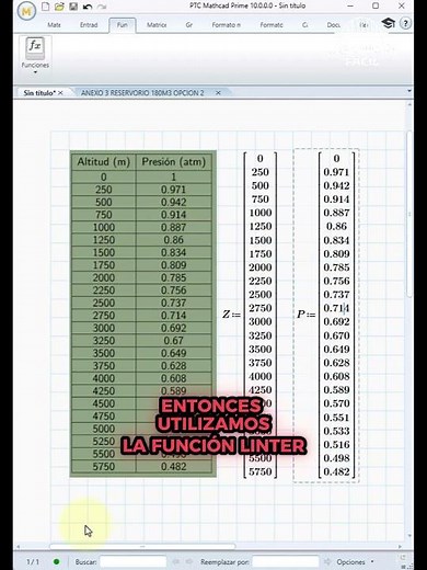 INTERPOLAR DATOS EN MATHCAD #luiscardenas #arquitectura #ingenieria #ingenieriacivil #mathcadprime