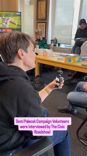 TheCivicRoadshow on Instagram: "Over the weekend, we had the opportunity to visit @demiforillinois campaign office and speak to some amazing volunteers! There is so much hope, dedication, and hard work happening with this group of amazing humans. We will be uploading full video interviews ASAP, so be sure to stay tuned! #politics #candidate #civics #vote #chicago"