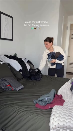 Mallory Kilmer on Instagram: "if i’m feeling anxious i usually go right into cleaning and/or purging my apartment, i’ve always loved cleaning because it feels therapeutic 🩵 do you have something you do when you’re feeling anxious? ps.. need to stock up on some healthy energy? use code mallorykil for 20% off @getgorgie 💗 #cleaningreels #cleaninghacks #anxiousgirl"