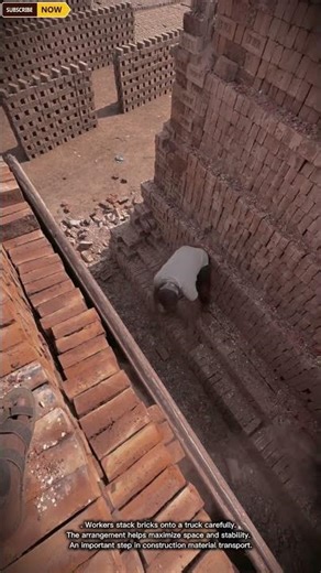 Brick Loading Process onto Truck for Efficient Material Transportation