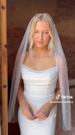 Time to choose! Would you add a simple beaded edge veil or a glamorous pearl veil to this gown?? #fyp #wildrosebridal #wedding #weddingtiktok #bride #2025bridetobe #2026bride #2026wedding