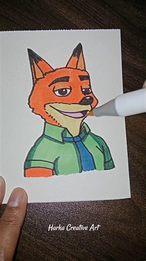 I Drew Nick Wilde 🦊 | Zootopia Fan Art #artshorts