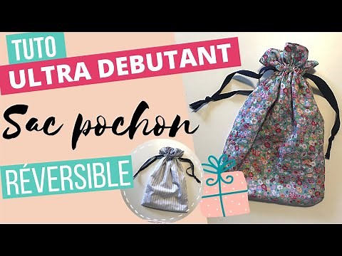 Ultra beginner sewing tutorial: the reversible pouch bag with double drawstring.