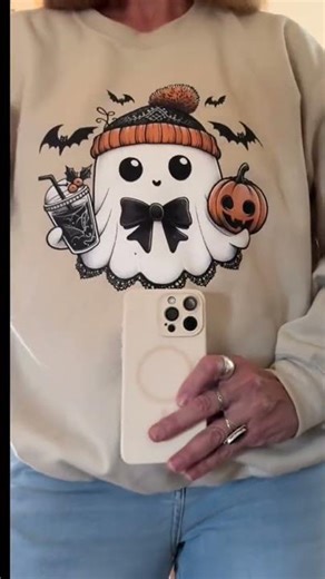 Adorable Ghost with Iced Coffee: Halloween Cutie Vibes #GhostDecor #HalloweenFun
