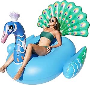 FindUWill Inflatable Peacock Pool Floats - Giant Pool Party Floaties, Pool Party Decorations Float Toys for Adults & Kids