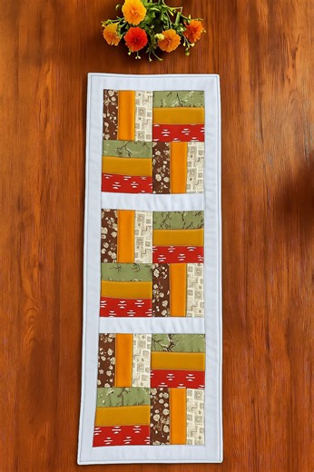 Creative Idea to Sew Patchwork Table Runner #sewing #quilting #diycraft #crafting #fblifestyle | Indah Sewing