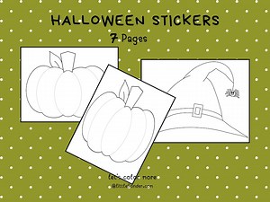 Printable Halloween Coloring Sticker Pack | Ghost, Pumpkin & Witch Designs | Digital Download - Etsy