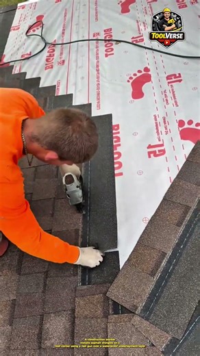 Asphalt Shingle Roof Installation Using a Nail Gun #constructionwork #factorywork