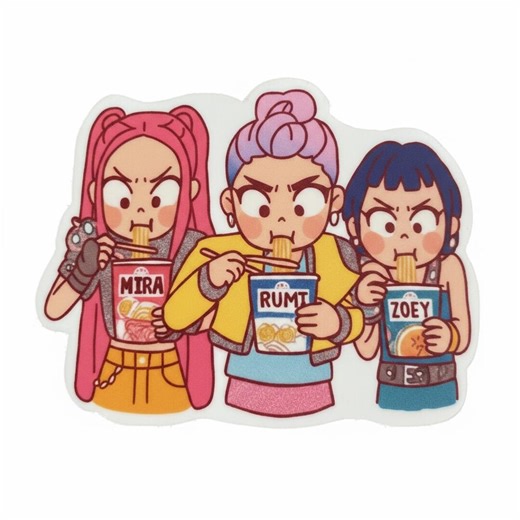 Kpop Demon Hunters Ramen Break Sticker | Mira Rumi Zoey Vinyl Decal | Funny K-pop Anime Merch | Squad Goals Sticker - Etsy
