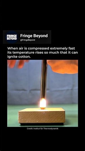 Burning Cotton with Air: Adiabatic Compression Experiment #Science #Physics #Experiment #Engineering