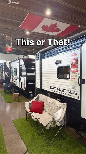 Where are you eating on your next RV trip? 🍽️ Outdoor meals are great… but sometimes the weather says nope. That’s where smart RV interiors come in 👀 ✨ Keystone Springdale Classic Mini 1800BH ✔️ Cozy dinette seats 4 ✔️ Built-in storage ✔️ Converts into an extra bed ✨ East to West Della Terra LE 170BHXLE ✔️ Sleek, space-saving bar table ✔️ Big window views ✔️ Modern, minimalist feel Both lightweight travel trailers are affordable, spacious, and packed with must-have features—perfect for camping