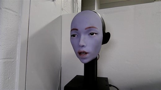 Lip-syncing robot sings a song