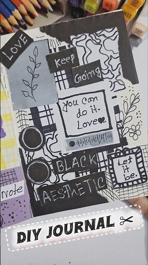 Diy journal ✂️ black aesthetic journaling #diyjournal #aestheticjournal #trendingreels #journaling