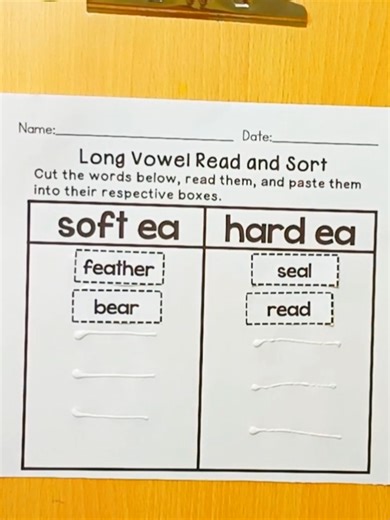 Cut, paste, and learn! ✂️ These worksheets help 1st & 2nd graders practice long vowel sounds in a fun hands-on way. 🖍️📚 https://www.teacherspayteachers.com/Product/Long-Vowel-Sound-Cut-and-Paste-Worksheets-8853480 #longvowels #phonicsfun #literacyactivities #hands-onlearning #firsttimereading