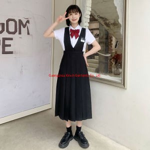 [Hot Item] Blank White Cotton Summer Plain High School Uniform Shirts with Skirts (U2204)